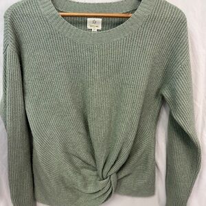Offline Aerie Green Twist Front Knit Sweater Medium